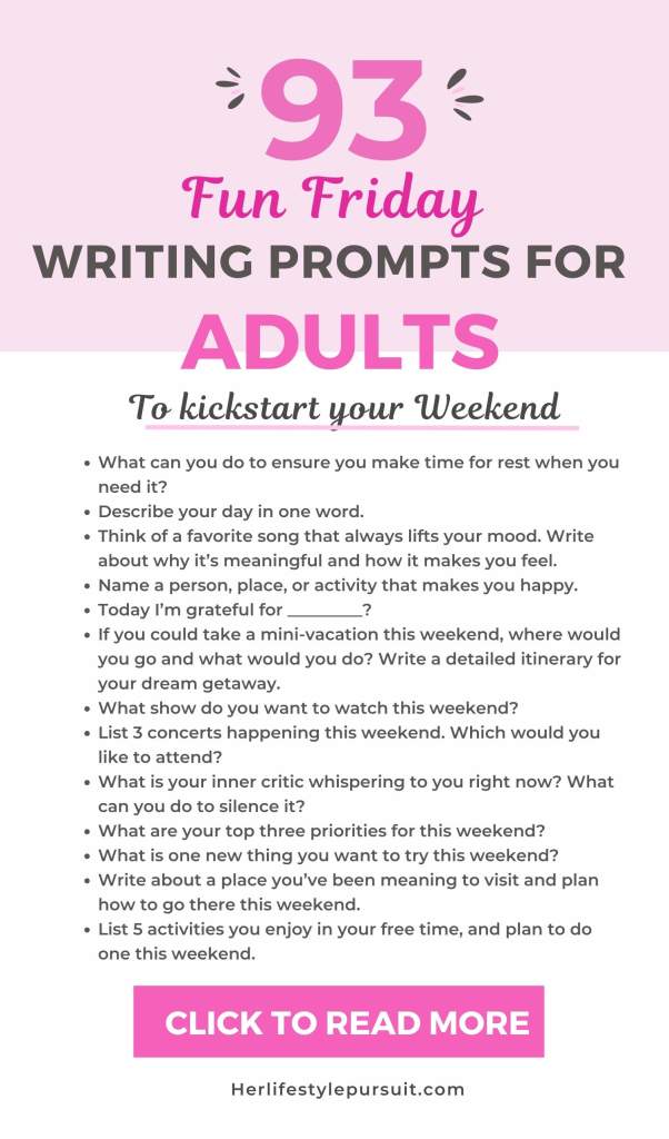 93 Fun Friday Journal Prompts for Adults to Start your Weekend