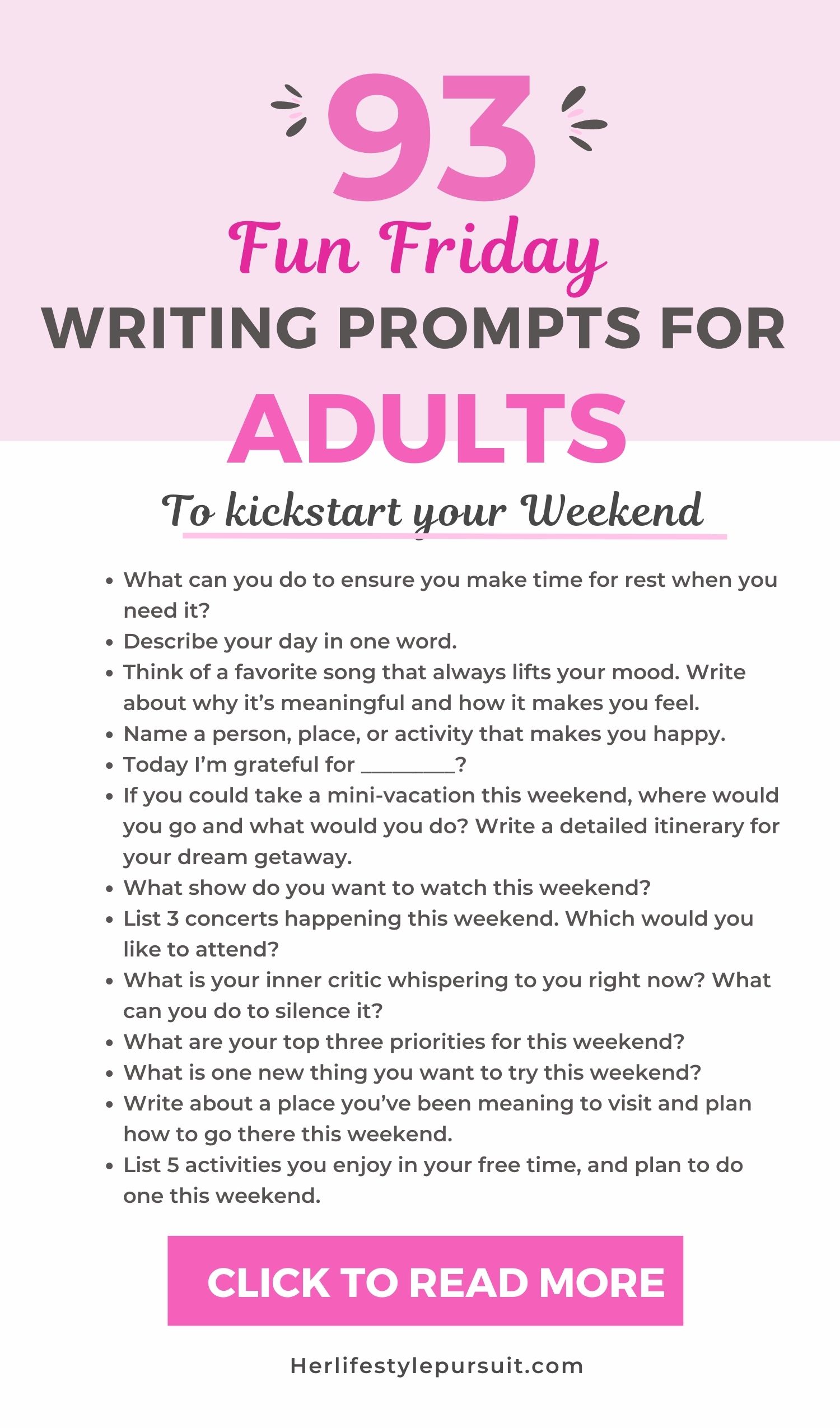 93 Fun & Easy Friday Journal Prompts for Adults to Start your Weekend