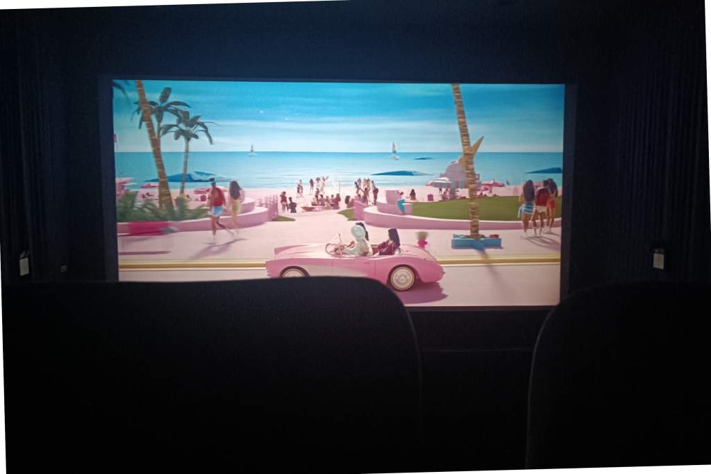 Actual picture taken with my phone when I went to the movies alone to see Barbie movie