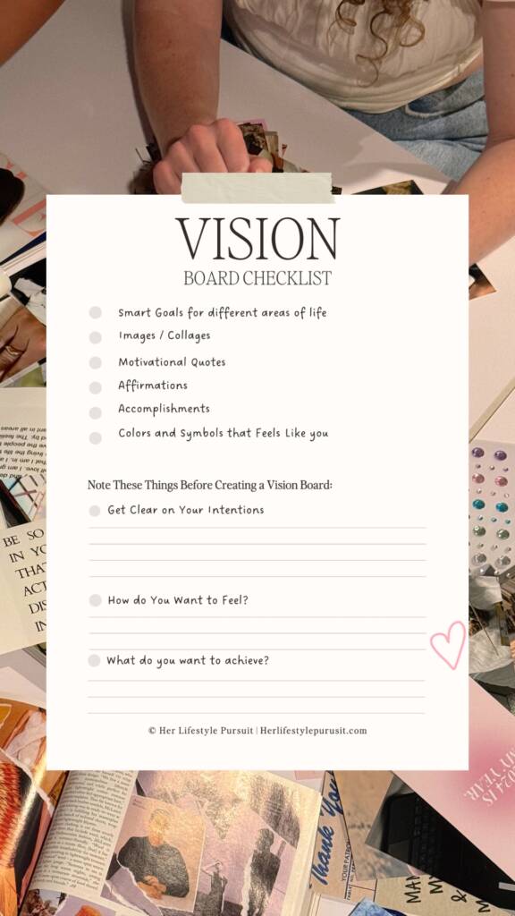 Vision board checklist printable 