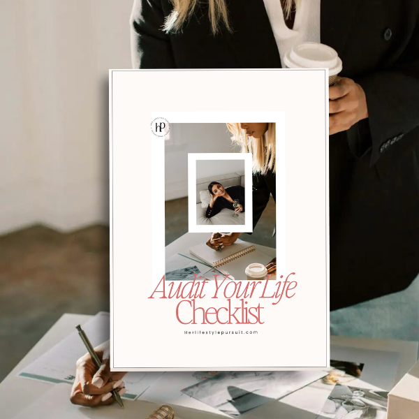 Audit Your Life Checklist mockup – printable self improvement checklist to reset routines, organize goals, and create balance. Productivity planner for intentional living and lifestyle growth.