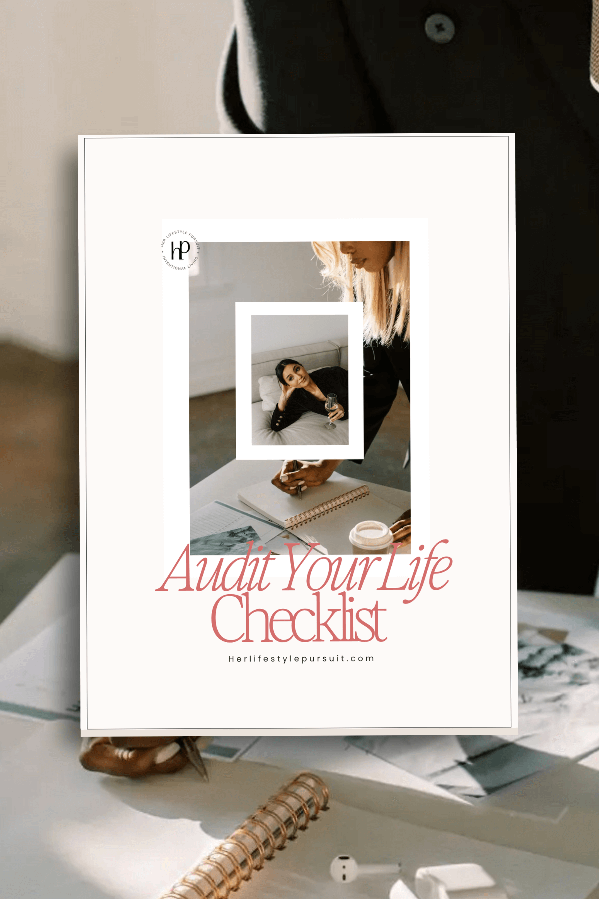 Audit Your Life Checklist mockup – printable self improvement checklist to reset routines, organize goals, and create balance. Productivity planner for intentional living and lifestyle growth for start here page